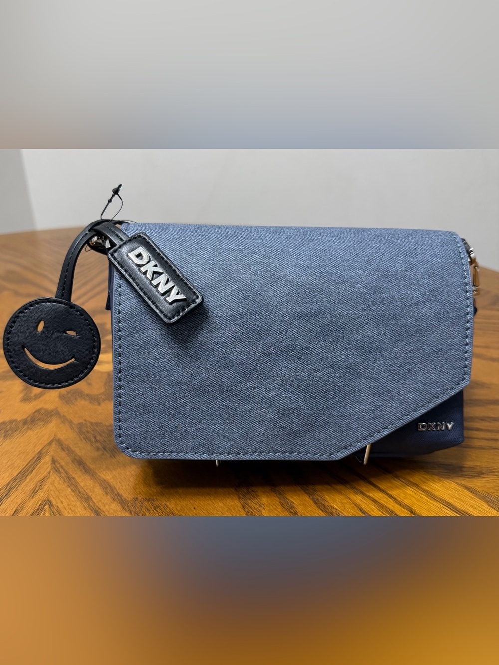 DKNY Denim & Navy Shoulder Bag with Smiley Charm